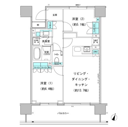 パークハビオ渋谷本町レジデンス516号室の図面