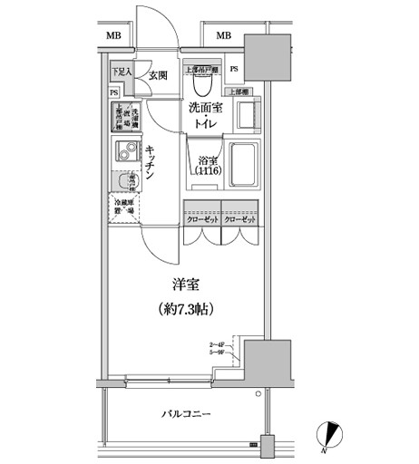 パークハビオ渋谷本町レジデンス707号室の図面