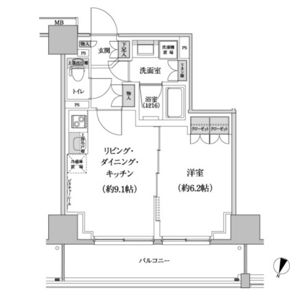 パークハビオ渋谷本町レジデンス813号室の図面