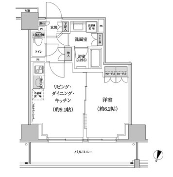 パークハビオ渋谷本町レジデンス913号室の図面