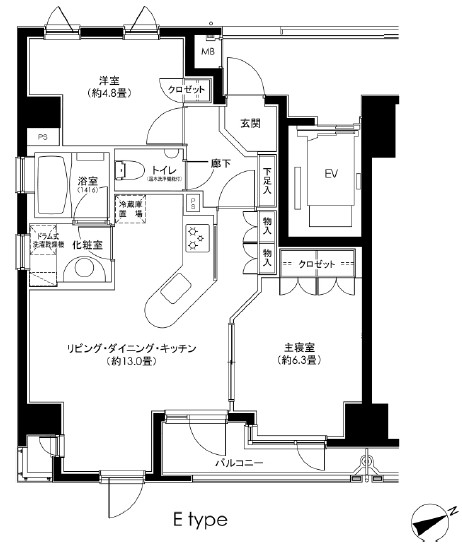 カスタリア日本橋1401号室の図面