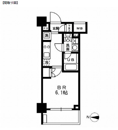 レジディア新宿イーストⅢ1003号室の図面