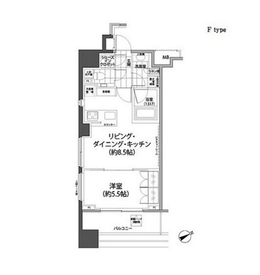 パークハビオ西新宿406号室の図面