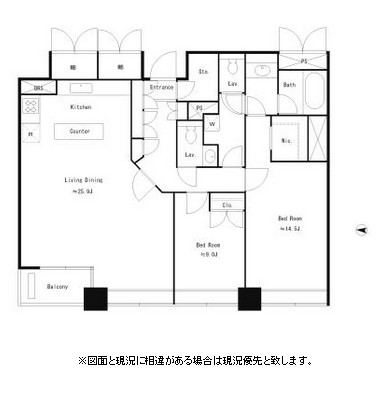 紀尾井町ガーデンタワー2507号室の図面