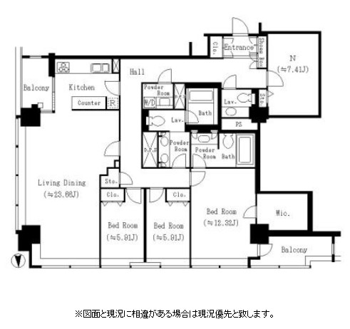 紀尾井町ガーデンタワー2601号室の図面
