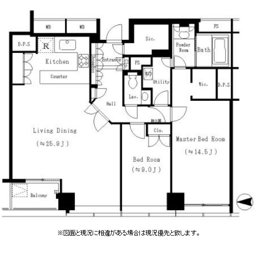 紀尾井町ガーデンタワー2607号室の図面