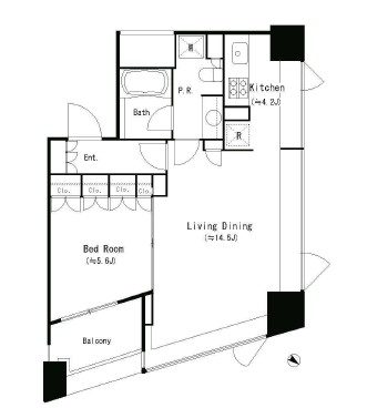 パークキューブ目黒タワー1001号室の図面