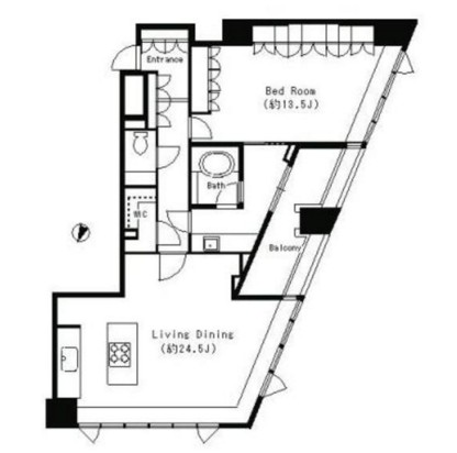 パークキューブ目黒タワー1605号室の図面
