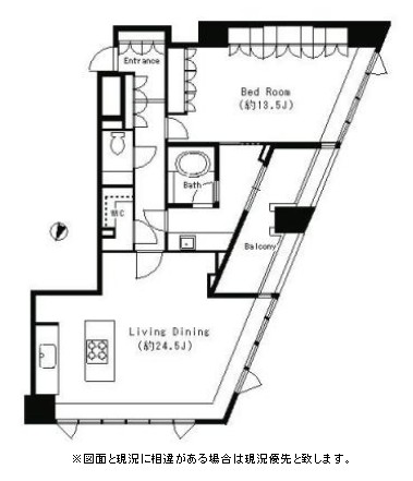 パークキューブ目黒タワー1705号室の図面