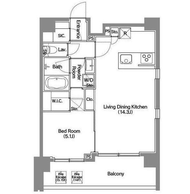 アジールコート新宿1302号室の図面