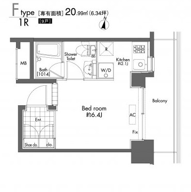 プライムアーバン初台902号室の図面