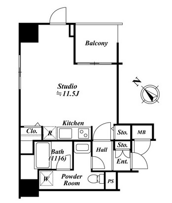 アクロス目黒タワー1105号室の図面