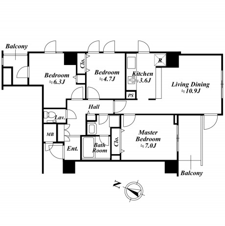 アクロス目黒タワー1601号室の図面