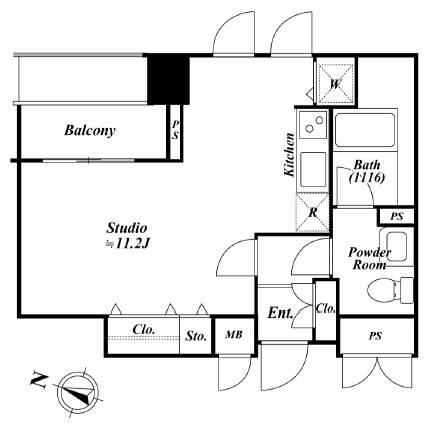 アクロス目黒タワー1608号室の図面