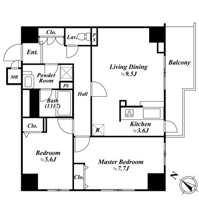 アクロス目黒タワー1802号室の図面