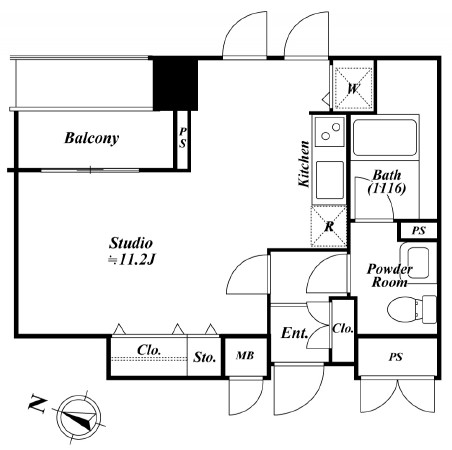 アクロス目黒タワー1908号室の図面