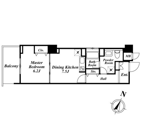 アクロス目黒タワー605号室の図面