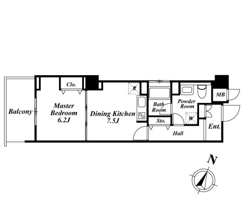 アクロス目黒タワー705号室の図面