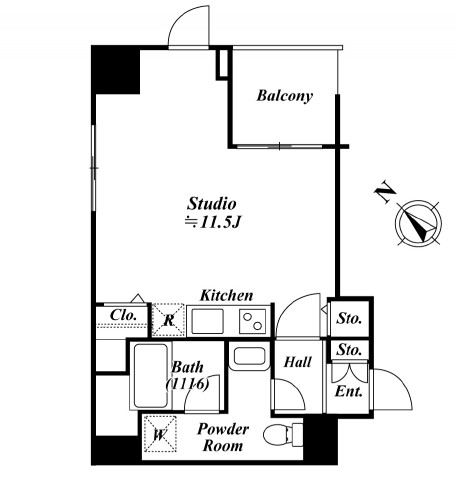 アクロス目黒タワー807号室の図面