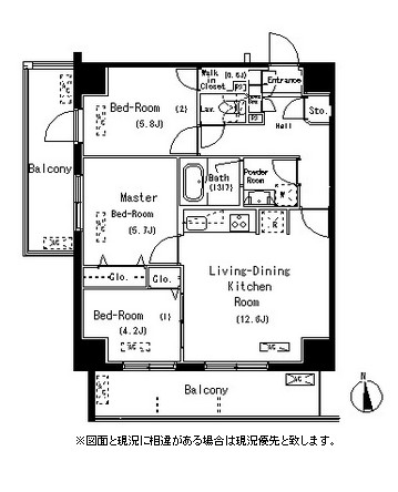 パークアクシス元浅草ステージ1302号室の図面