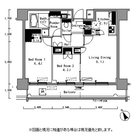 パークアクシス浅草橋602号室の図面