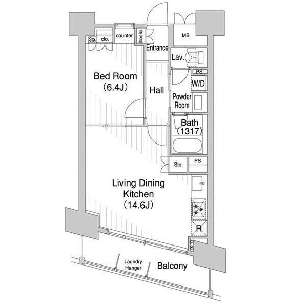 コンフォリア芝浦バウハウス1302号室の図面