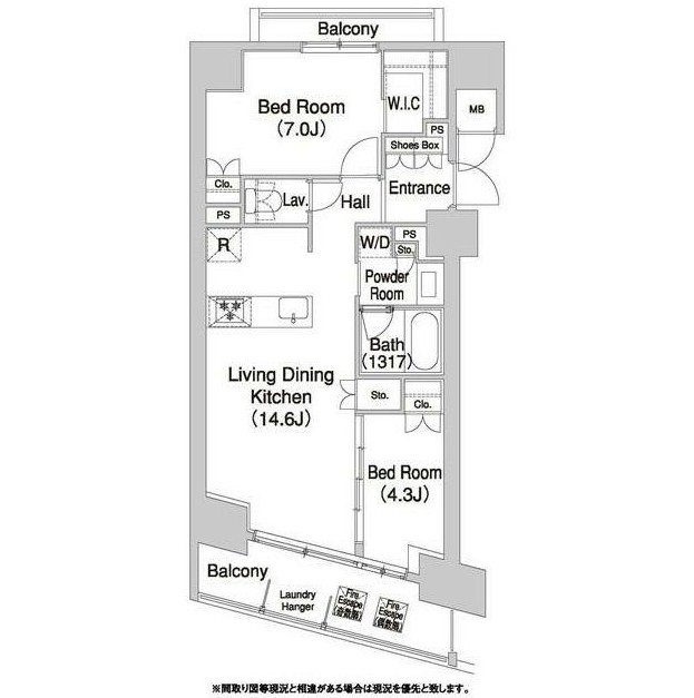 コンフォリア芝浦バウハウス1306号室の図面
