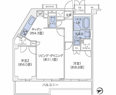 代官山ＢＬＥＳＳ鉢山311号室の図面