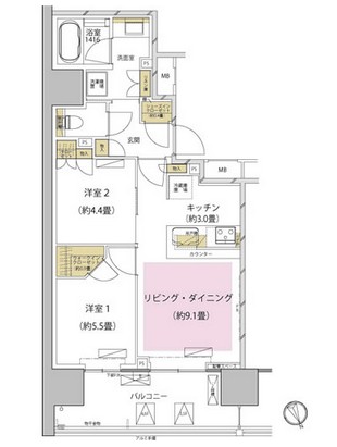 ザ・パークハウス渋谷美竹604号室の図面