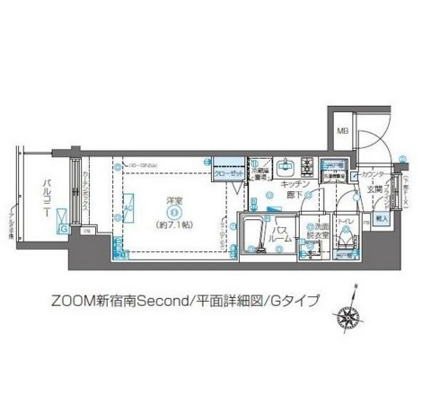ZOOM新宿南Second505号室の図面