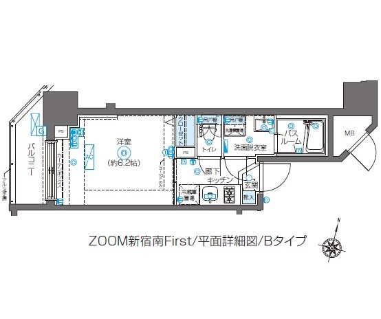 ZOOM新宿南Ｆｉｒｓｔ602号室の図面
