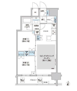パークキューブ西新宿1103号室の図面