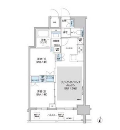 パークキューブ西新宿1303号室の図面