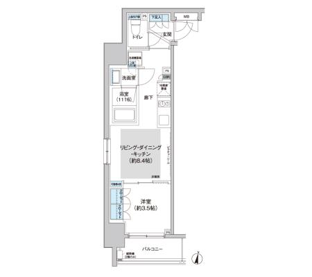 パークキューブ西新宿205号室の図面