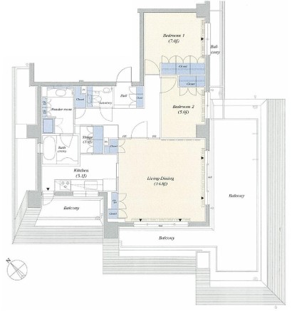 デュオフラッツ赤坂801号室の図面