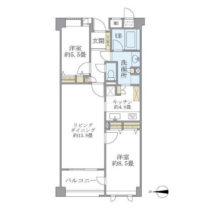アパートメンツ東山102号室の図面