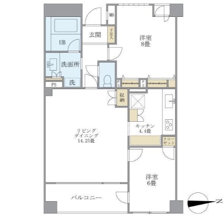 アパートメンツ東山105号室の図面