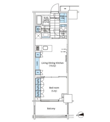 コンフォリア新宿イーストサイドタワー1004号室の図面