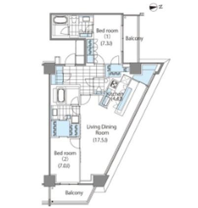コンフォリア新宿イーストサイドタワー2023号室の図面