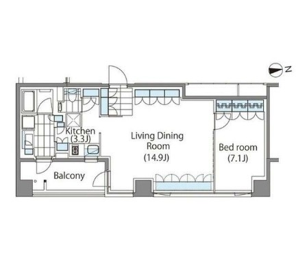コンフォリア新宿イーストサイドタワーA206号室の図面
