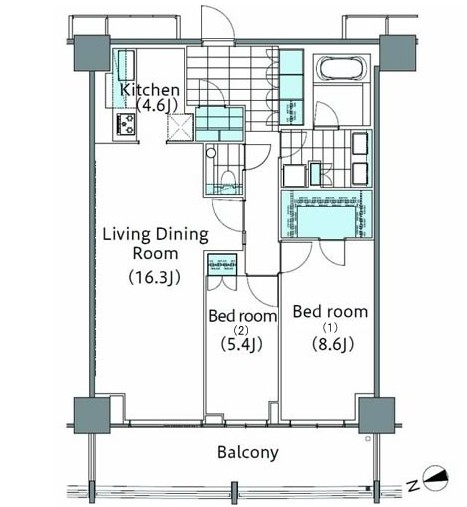 コンフォリア新宿イーストサイドタワー2503号室の図面