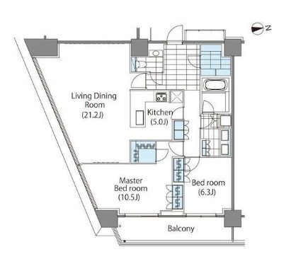 コンフォリア新宿イーストサイドタワー2612号室の図面