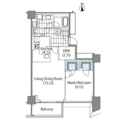 コンフォリア新宿イーストサイドタワー2811号室の図面