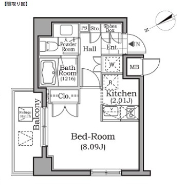 レジディア用賀201号室の図面
