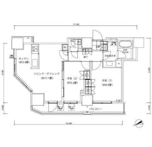 パークキューブ愛宕山タワー2301号室の図面