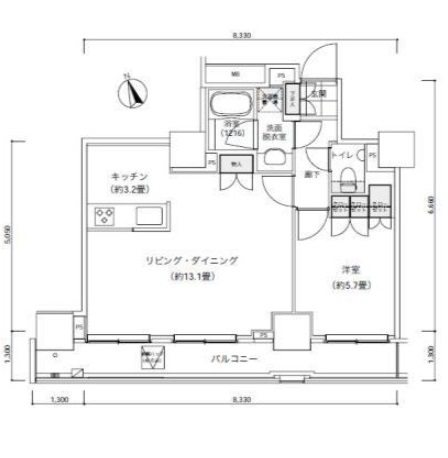 パークキューブ愛宕山タワー303号室の図面