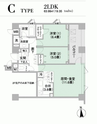 ラ・トゥール芝公園アネックス201号室の図面