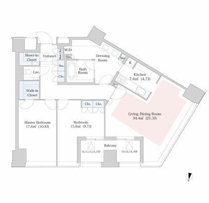 ラ・トゥール新宿1601号室の図面