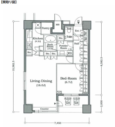 ホライズンプレイス赤坂1504号室の図面