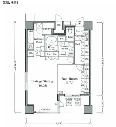 ホライズンプレイス赤坂1704号室の図面